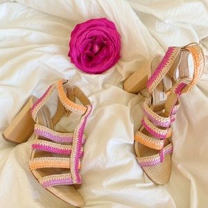 antonio melani heels with pink,purple, and orange accents💜🧡💖